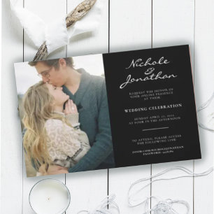 Convites Casamento Online Virtual em Preto e Branco