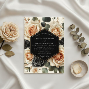Convites Casamento Opulência Floral de Pêssego