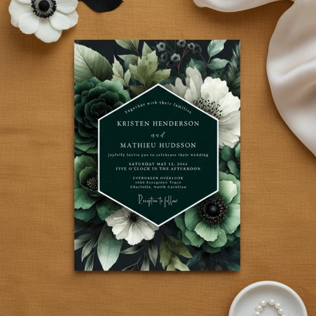 Convites Casamento Opulento Botânico Esmeralda (Criador carregado)