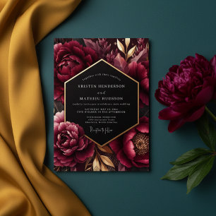 Convites Casamento Opulento Burgundy Bloom