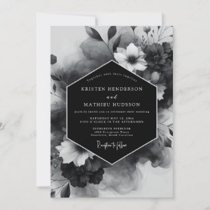 Convites Casamento Opulento com Floral Preto