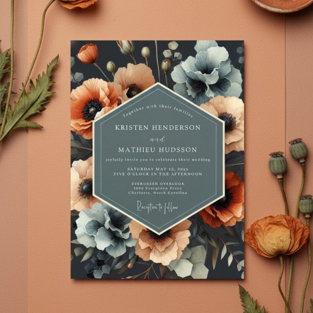 Convites Casamento Opulento de Flores de Terracota (Criador carregado)