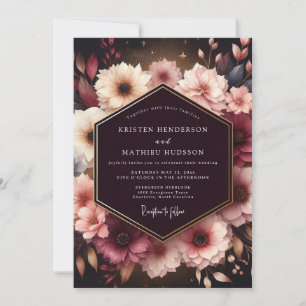 Convites Casamento Opulento Flor Burgundy Moody Bloom