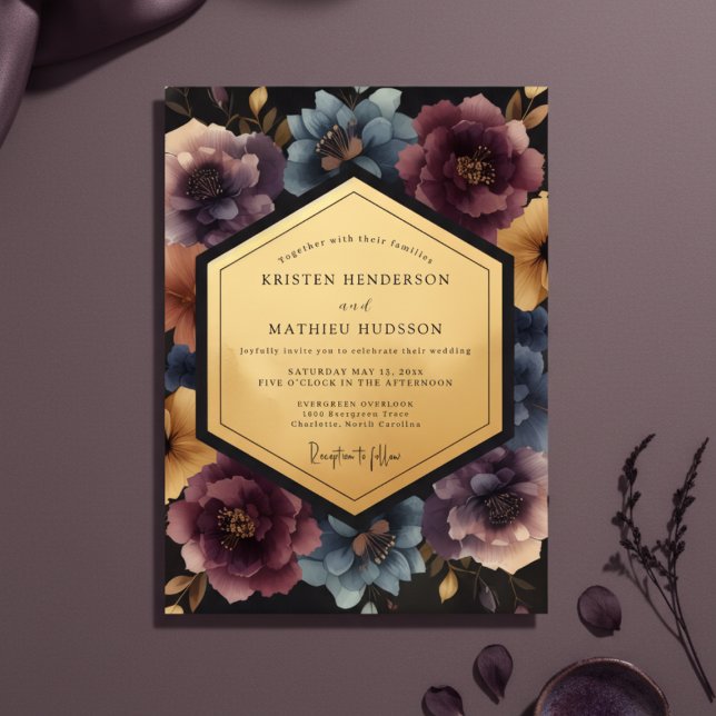 Convites Casamento Opulento Flor de Ameixa (Criador carregado)