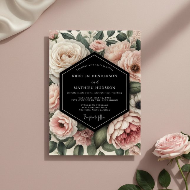 Convites Casamento Opulento Floral Creme (Criador carregado)