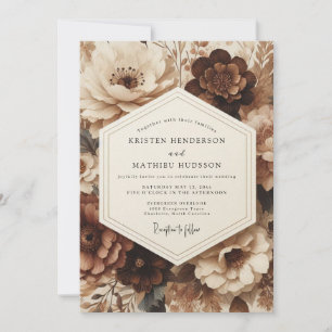 Convites Casamento Opulento Floral Marrom