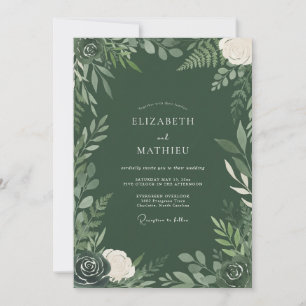 Convites Casamento Opulento Hunter Verde na Floresta