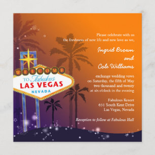 Convites Casamento Orange & Purple Twilight Las Vegas