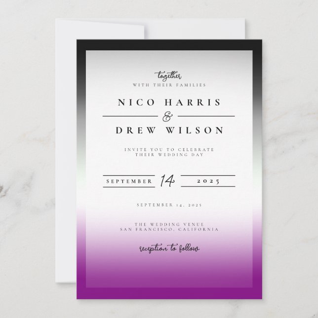 Convites Casamento Orgulho Assexual Elegante  (Frente)
