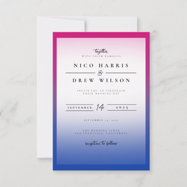 Convites Casamento Orgulho Bissexual Elegante  (Frente)