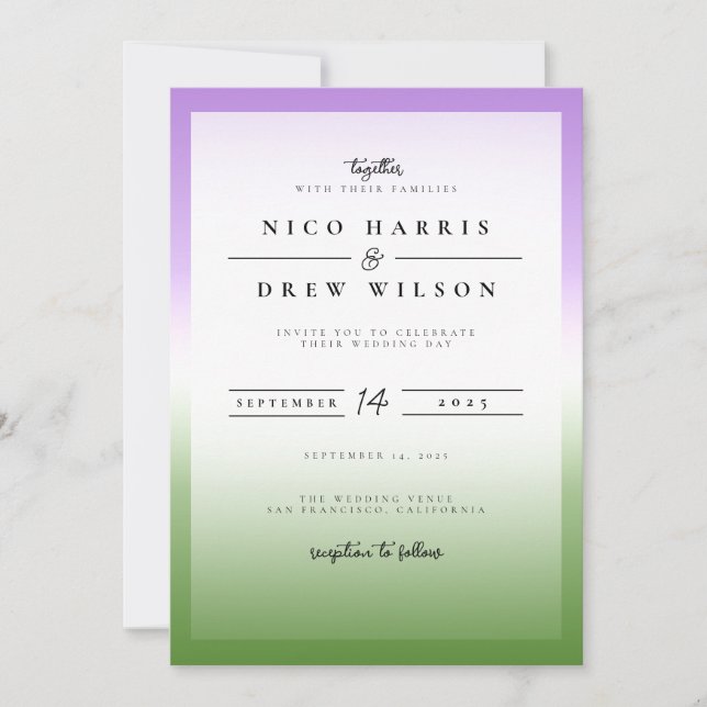 Convites Casamento Orgulhoso e Elegante Queer (Frente)