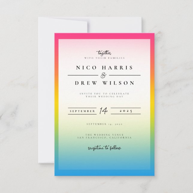 Convites Casamento Orgulhoso Pansexual Elegante  (Frente)