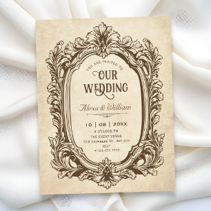 Convites Casamento ornamentado antigo barroco vintage