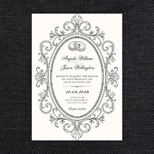 Convites Casamento ornamentado elegante vintage