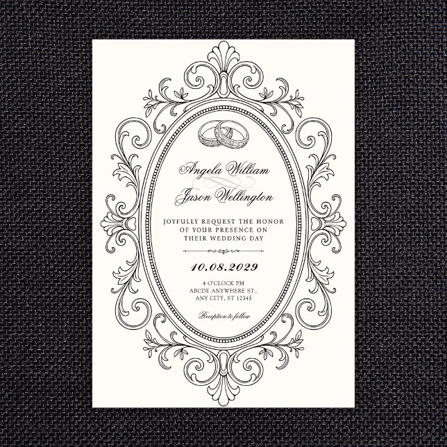 Convites Casamento ornamentado elegante vintage (Criador carregado)