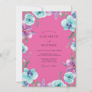 Convites Casamento Orquídea Água Magenta