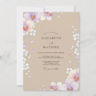 Convites Casamento Orquídea Lilás Taupe