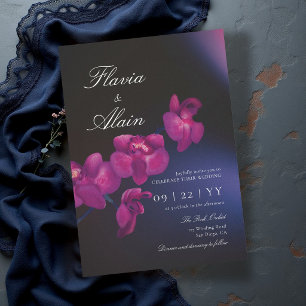 Convites Casamento Orquídea Romântico Azul Roxo Sombrio