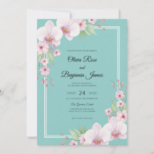 Convites Casamento Orquídea Rosa Água