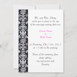 Convites casamento, os pais do Groom convidam o damask negr