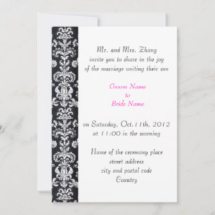 Convites casamento, os pais do Groom convidam o damask negr