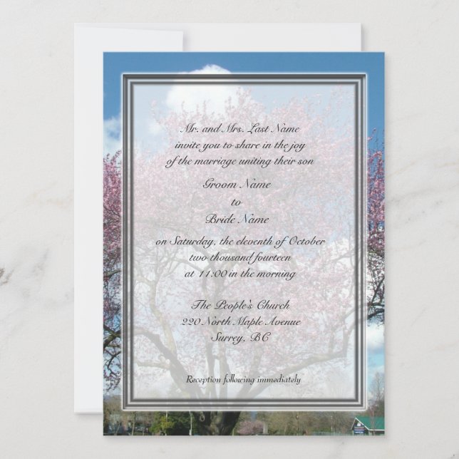 Convites casamento, os pais do noivo convidam cerejeira flo (Frente)