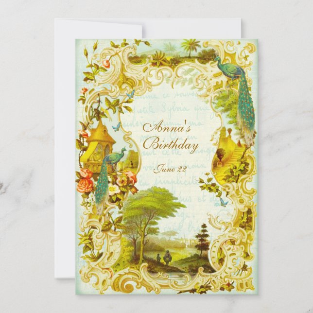 Convites Casamento ou evento de Versailles Peacock Garden (Frente)