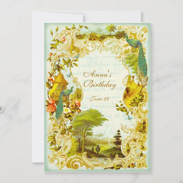 Convites Casamento ou evento do jardim do pavão de (Frente)