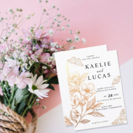 Convites Casamento "Ouro Blooms Of Love"