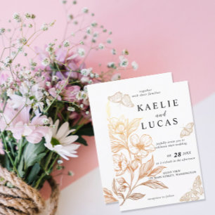 Convites Casamento "Ouro Blooms Of Love"