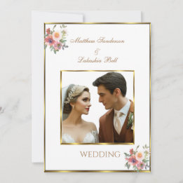 Convites Casamento Ouro Branco Moderno Elegante Bonito