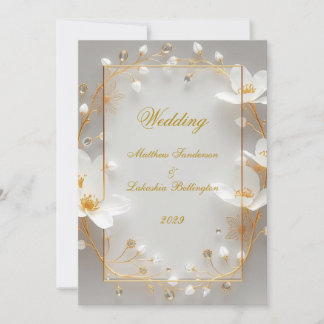 Convites Casamento Ouro Branco Moderno Sofisticado Elegante