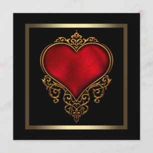 Convites Casamento Ouro Preto Coração Vermelho