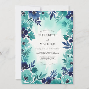 Convites Casamento Ousado Teal Costeiro