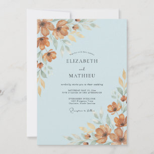 Convites Casamento Outonal Âmbar Azul Pó