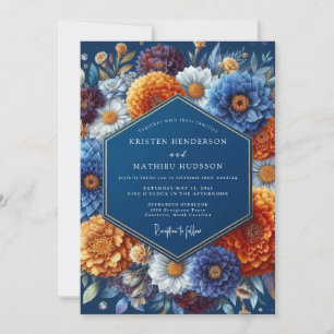 Convites Casamento Outonal Âmbar Marinho