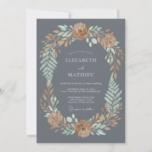 Convites Casamento Outonal Atmosférico Cinza Carvão