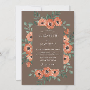 Convites Casamento Outonal Atmosférico Marrom Cacau