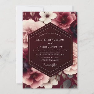 Convites Casamento Outonal Aveludado Borgonha