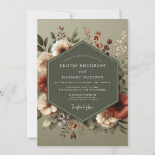 Convites Casamento Outonal Bege Sage