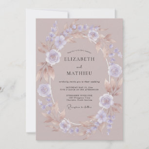 Convites Casamento Outonal Bronzeado Rosa-Violeta