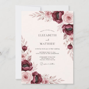 Convites Casamento Outonal Burgundy Encantador