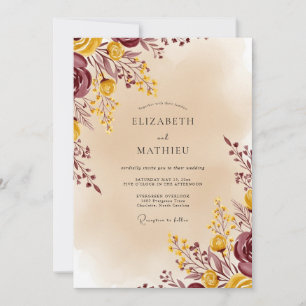 Convites Casamento Outonal Burgundy Esplêndido
