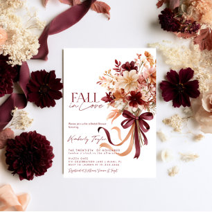 Convites Casamento Outonal Burgundy Floral Chá de Noiva