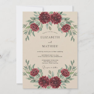 Convites Casamento Outonal Burgundy Mal-humorado