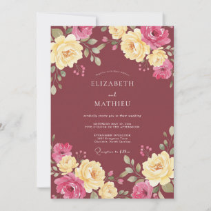 Convites Casamento Outonal Burgundy Ousado