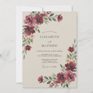 Convites Casamento Outonal Cativante Borgonha