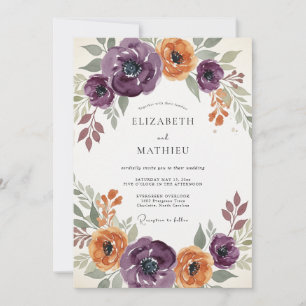 Convites Casamento Outonal Cativante com Ameixas