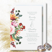 Casamento Outonal com Aquarela Floral Pôr do Sol B