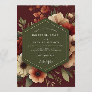 Convites Casamento Outonal de Cranberry e Sage